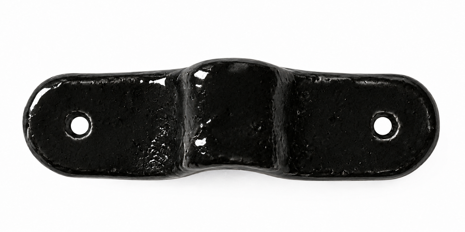 Single handmade ceramic drawer pull with a glossy black finish