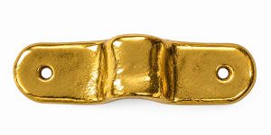 Single handmade ceramic drawer pull with a metallic gold coloured finish