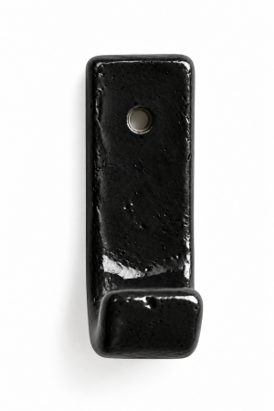 Single ceramic wall hook with a glossy black finish