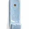 Single ceramic wall hook with a light blue finish