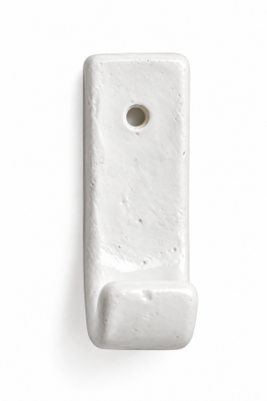 Single ceramic wall hook with a glossy white finish