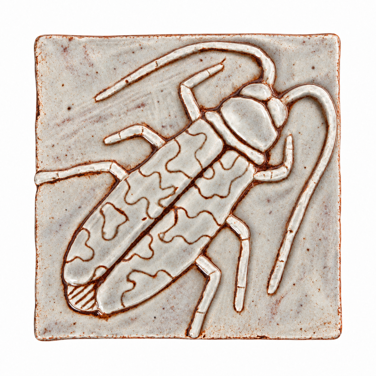 Bugs ceramic tiles - matte white with terracotta oxide - Image 2